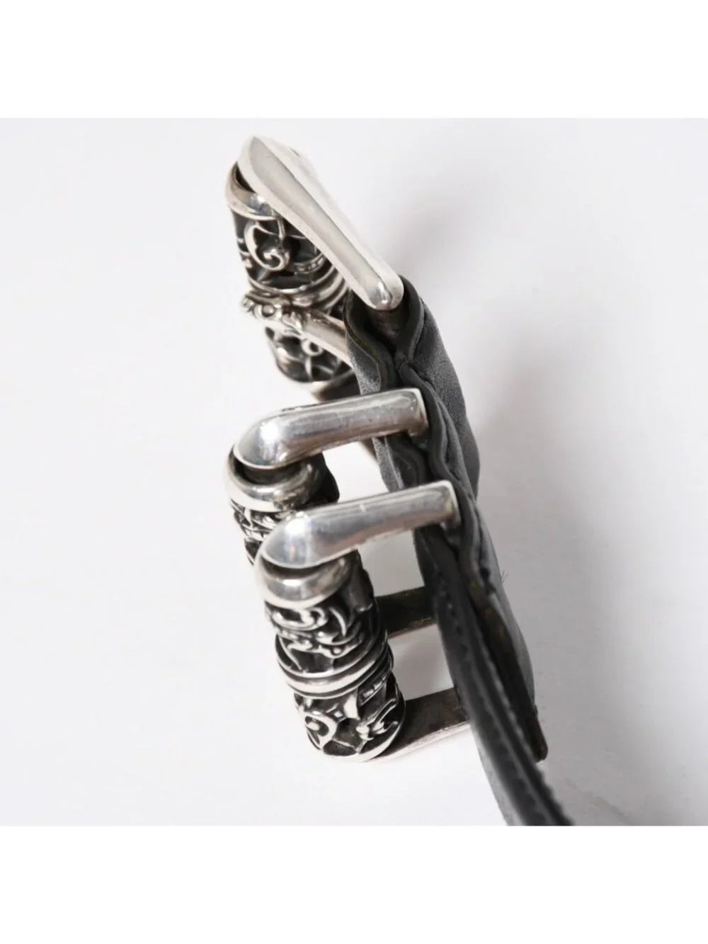 Chrome Hearts Blt Roller Belt 32 Black Leather 925 Sterling Silver